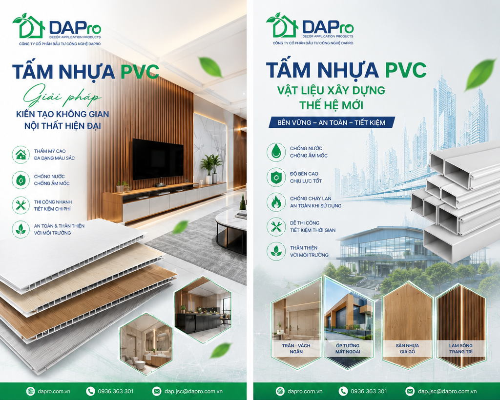 các dòng sản phẩm nhựa pvc của dapro cho công trình xây dựng